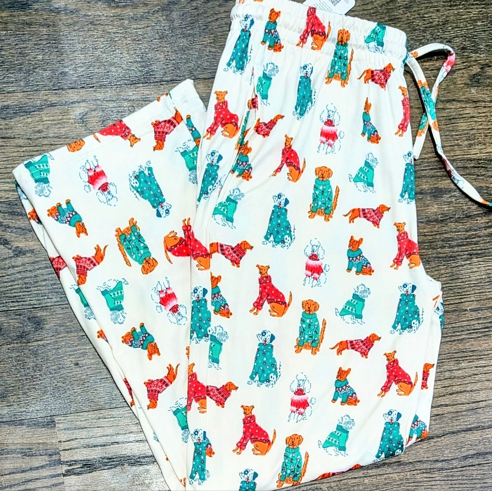 🔥LAST New Large Berkshire Multi Dog in Christmas Sweaters Pajama Pants